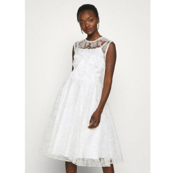 Pinko Zatchbell Abito Flock Print Cocktail Dress Size 46 US 10 Bridal Wedding - Picture 1 of 16
